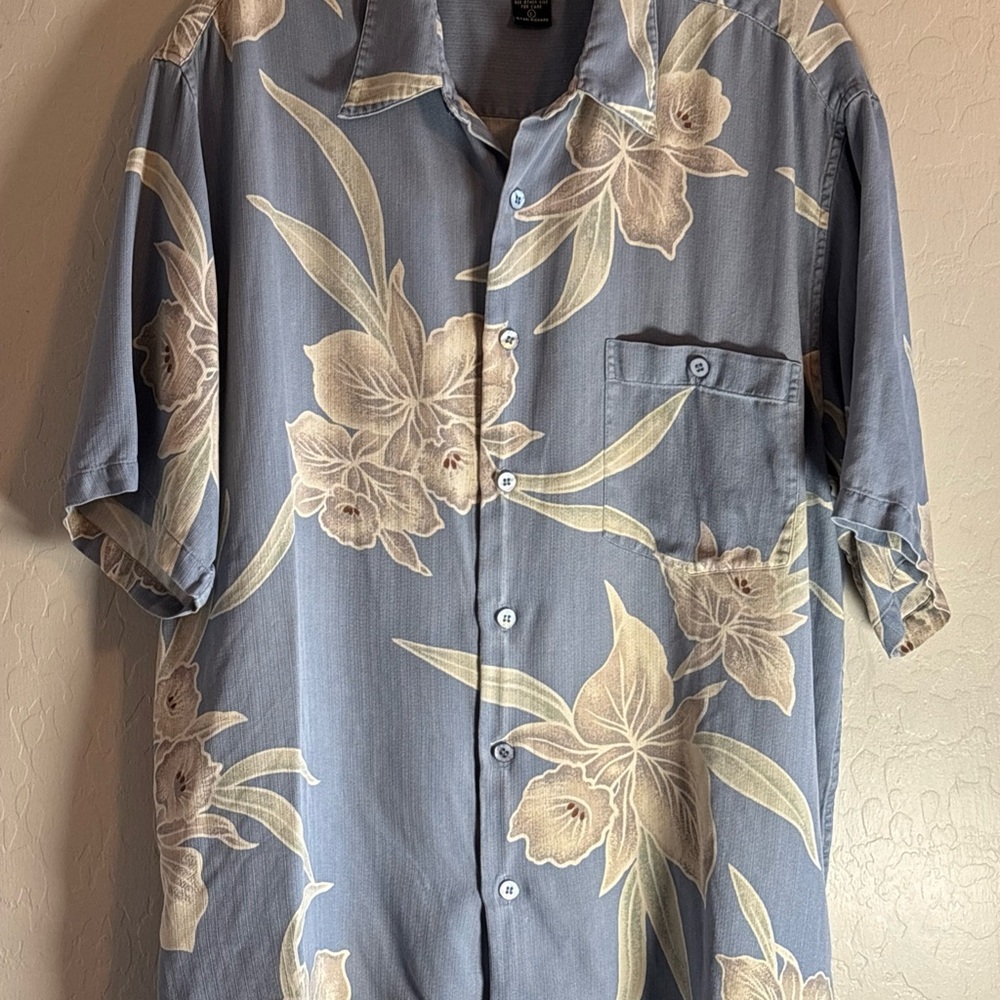 Tori Richard Men's Large Honolulu Hawaiian Silk Shirt Floral Tiki Button Up